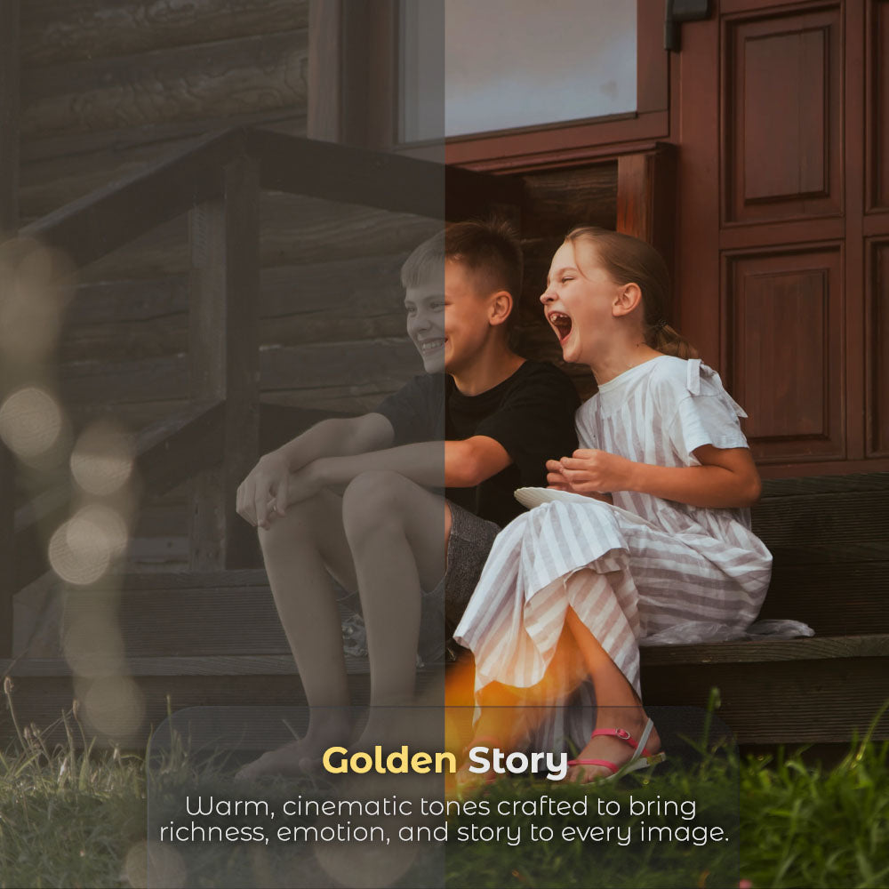 Golden Story LUT for warm organic color grading with rich skin tones and natural contrast