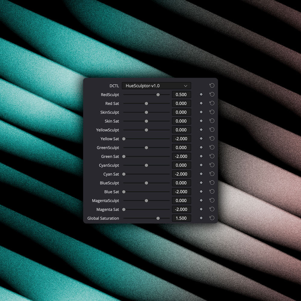 HueSculptor DCTL interface for advanced hue and saturation control in DaVinci Resolve