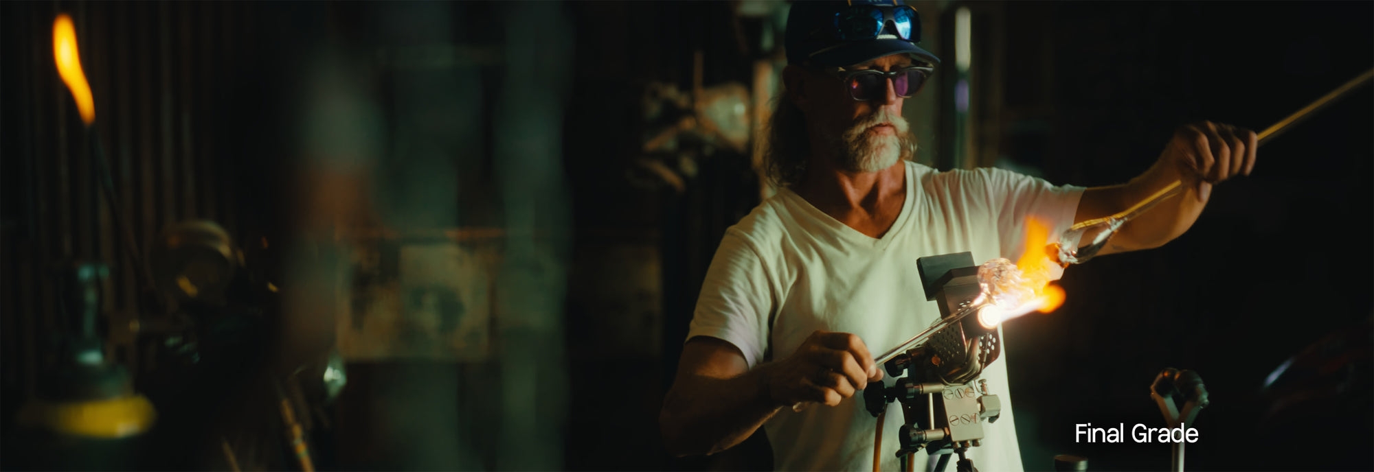 Before and after cinematic color grading transformation using HueCraft tools for DaVinci Resolve.